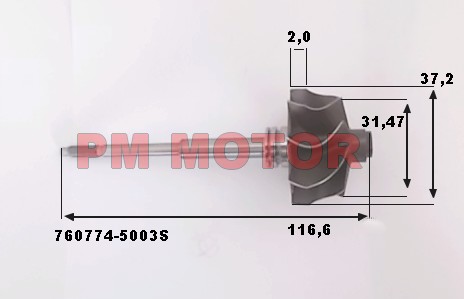 Hřídel turbodmychadla 767378-5014S  767378-0014 